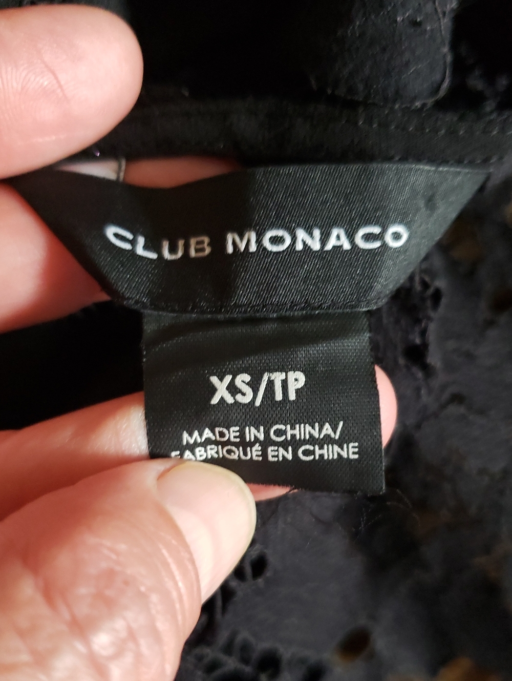 Club Monaco Lace 3/4 Sleeve With Underlay Cami Blouse - Black XS - Picture 2 of 11